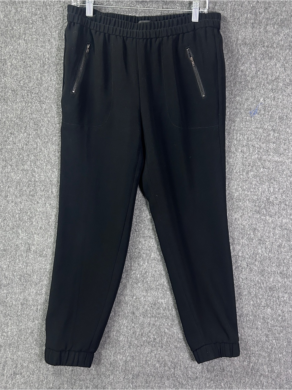 J.Crew Pants Womens 6 Black Crepe Jogger Elastic Waist Zip Pockets Cuffed Work